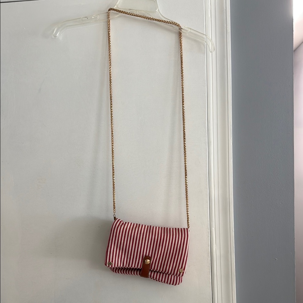 Street Level Red and White Candy Stripe Crossbody Bag
